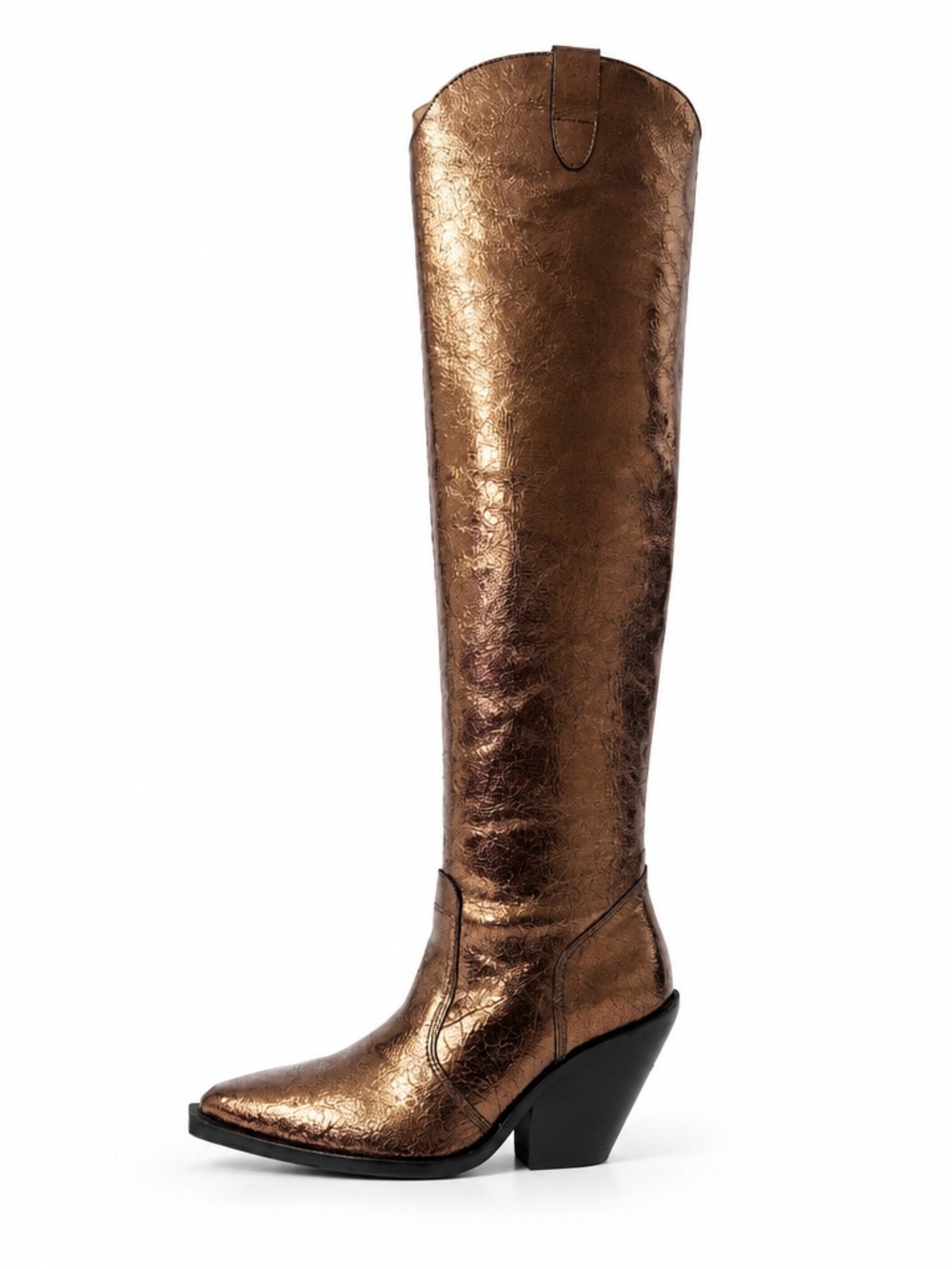 Free People Womens Sz 7 Triple Crown Over the Knee Boot Bronze Metallic